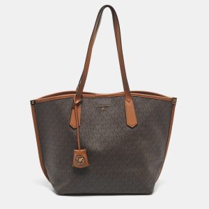 Michael Kors Brown Signature Coated Canvas and Leather Jane Tote, Tote Handbags - Luxury Closet catalog
