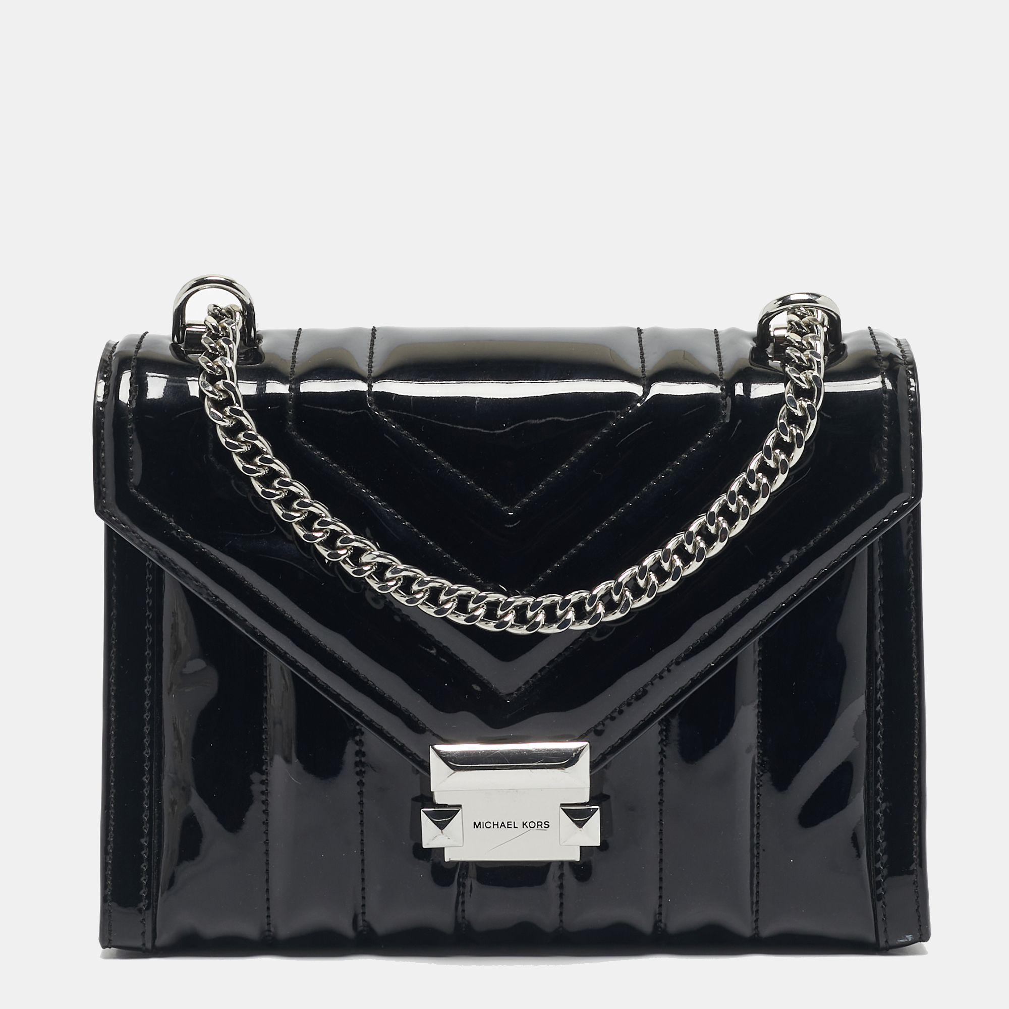 Michael Kors Black Quilted Patent Leather Large Whitney Shoulder Bag, Shoulder Bags - Luxury Closet catalog