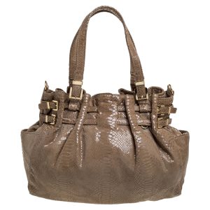 MICHAEL Michael Kors Beige Python Effect Patent Leather Buckle Strap Shoulder Bag, Shoulder Bags - Luxury Closet catalog