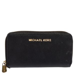 Michael Kors Black Leather Jet Set Zip Around Wallet, Wallets & Money Clips - Luxury Closet catalog