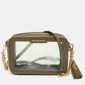 Michael Kors Green  PVC and Croc Embossed Ginny Crossbody Bag, Handbags - Luxury Closet catalog