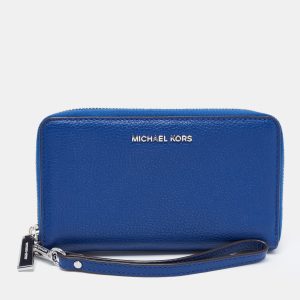 Michael Kors Blue Leather Jet Set Zip Around Wristlet Wallet, Wallets & Money Clips - Luxury Closet catalog