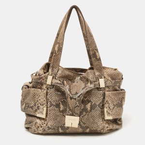 Michael Kors Beige/Black Python Effect Leather Satchel, Satchels - Luxury Closet catalog