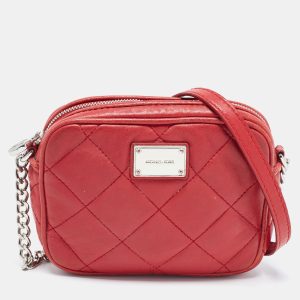 Michael Kors Red Quilted Leather Camera Shoulder Bag, Handbags - Luxury Closet catalog