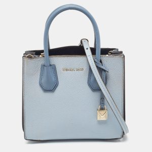 Michael Kors Grey/Blue Leather Mercer Satchel, Satchels - Luxury Closet catalog