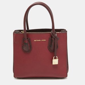 Michael Kors Red/Burgundy Leather Small Mercer Tote, Tote Handbags - Luxury Closet catalog