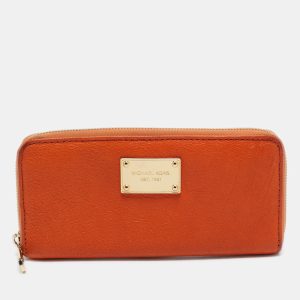Michael Kors Orange Leather Jet Set Zip Around Wallet, Wallets & Money Clips - Luxury Closet catalog