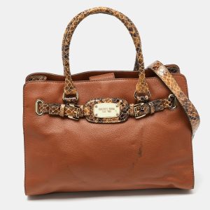 Michael Kors Brown Snakeskin Embossed Leather Hamilton Tote, Tote Handbags - Luxury Closet catalog