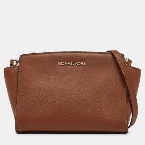 MICHAEL Michael Kors Brown Leather Small Selma Crossbody Bag, Handbags - Luxury Closet catalog