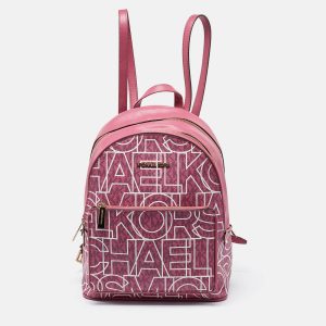 MICHAEL Michael Kors Pink Signature Coated Canvas and Leather Backpack, Backpacks - Luxury Closet catalog