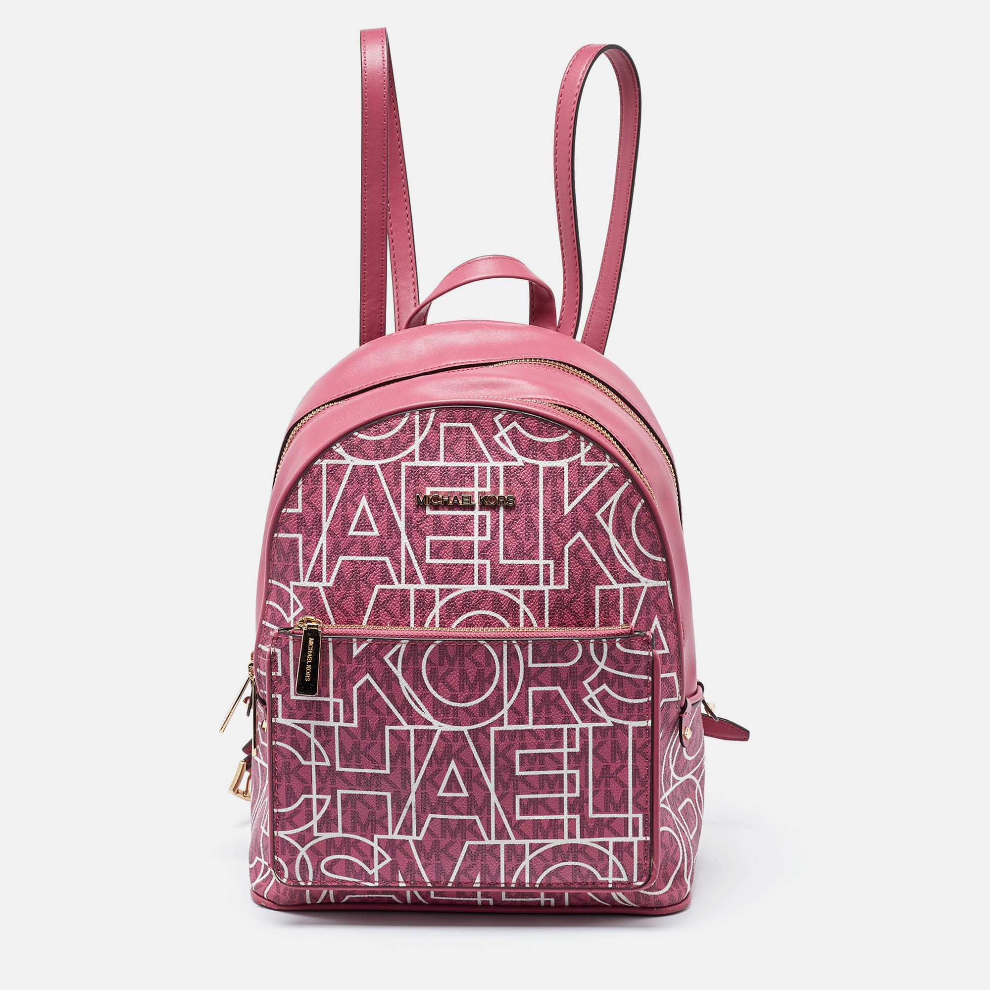 MICHAEL Michael Kors Pink Signature Coated Canvas and Leather Backpack, Backpacks - Luxury Closet catalog