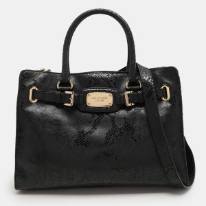 MICHAEL Michael Kors Black Python Print Leather Large East West Hamilton Tote, Tote Handbags - Luxury Closet catalog