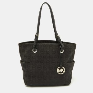 MICHAEL Michael Kors Black Signature Canvas and Leather Jet Set Tote, Tote Handbags - Luxury Closet catalog