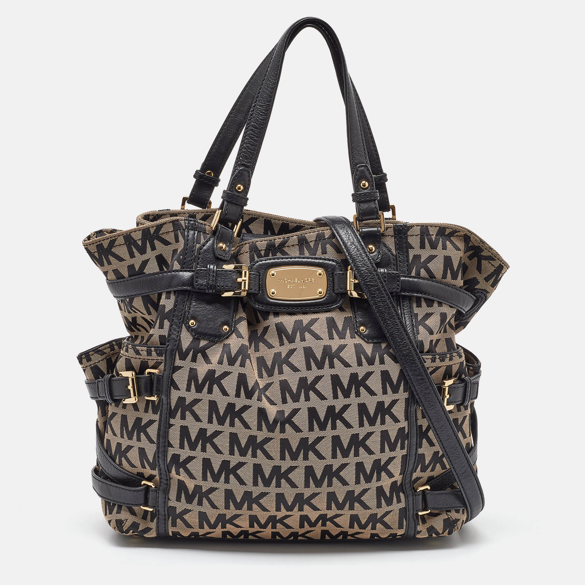 MICHAEL Michael Kors Black/Beige Signature Canvas and Leather Gansevoort Tote, Tote Handbags - Luxury Closet catalog