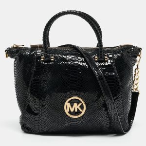 MICHAEL Michael Kors Black Python Embossed Fulton Satchel, Satchels - Luxury Closet catalog