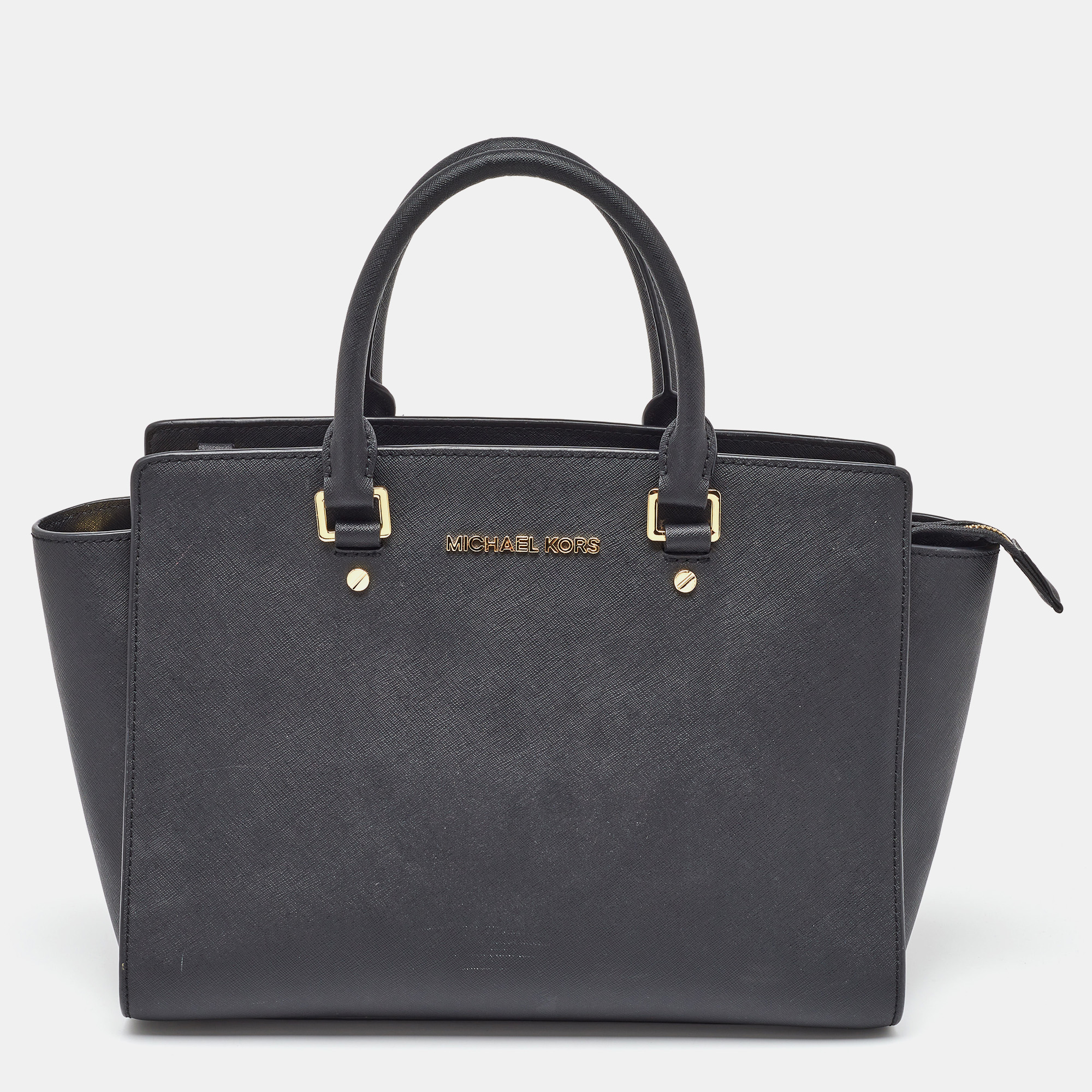 MICHAEL Michael Kors Black Saffiano Leather Large Selma Satchel, Satchels - Luxury Closet catalog
