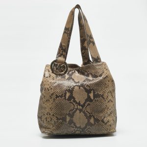 MICHAEL Michael Kors Beige Python Effect Suede Fulton Tote, Tote Handbags - Luxury Closet catalog