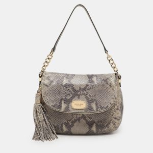 MICHAEL Michael Kors Grey Python Embossed Leather Shoulder Bag, Shoulder Bags - Luxury Closet catalog