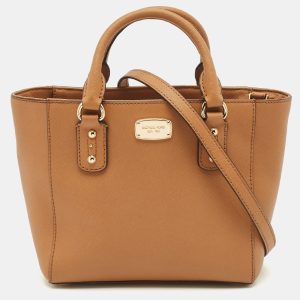 MICHAEL Michael Kors Brown Saffiano Leather Mini Kellen Tote, Tote Handbags - Luxury Closet catalog