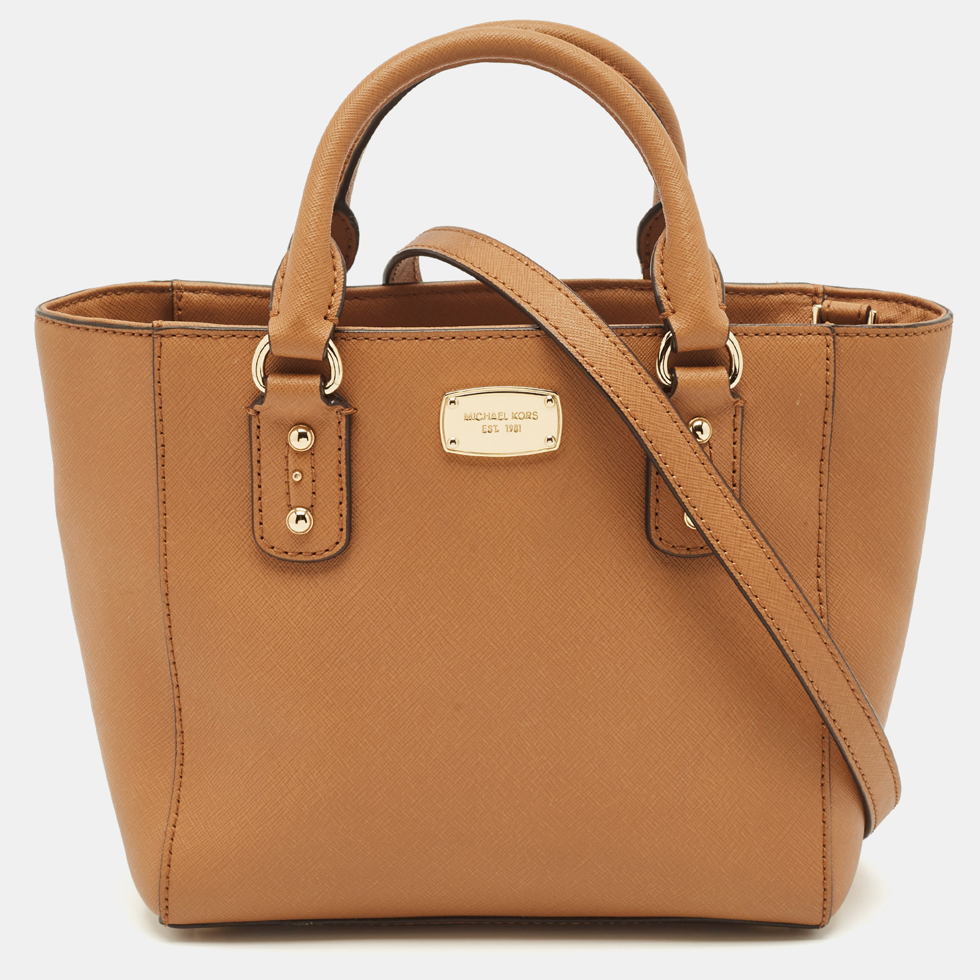 MICHAEL Michael Kors Brown Saffiano Leather Mini Kellen Tote, Tote Handbags - Luxury Closet catalog