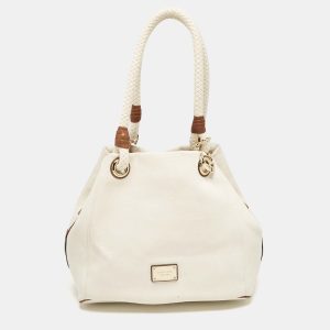 MICHAEL Michael Kors White/Brown Canvas Marina Grab Tote, Tote Handbags - Luxury Closet catalog