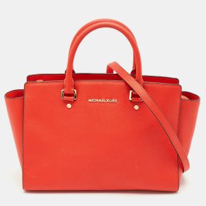 MICHAEL Michael Kors Red Saffiano Leather Large Selma Satchel, Satchels - Luxury Closet catalog