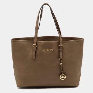 MICHAEL Michael Kors Brown Saffiano Leather Large Jet Set Travel Tote, Tote Handbags - Luxury Closet catalog