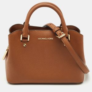 Michael Michael Kors Brown Saffiano Leather Small Savannah Satchel, Satchels - Luxury Closet catalog