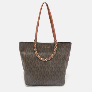 MICHAEL Michael Kors Brown Signature Coated Canvas North/South Harper Tote, Tote Handbags - Luxury Closet catalog