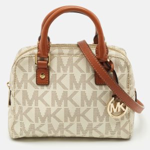 MICHAEL Michael Kors White Signature Coated Canvas Mini Jet Set Travel Satchel, Satchels - Luxury Closet catalog