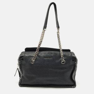MICHAEL Michael Kors Black Leather Studded Chain Satchel, Satchels - Luxury Closet catalog