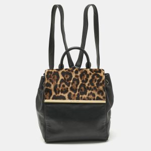 MICHAEL Michael Kors Black/Brown Leopard Print Calfhair and Leather Lana Backpack, Backpacks - Luxury Closet catalog