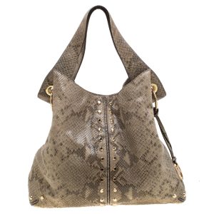 MICHAEL Michael Kors Olive Green Python Embossed Leather Astor Hobo, Shoulder Bags - Luxury Closet catalog
