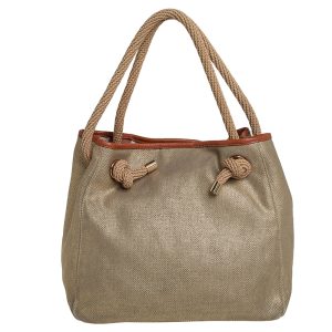 MICHAEL Michael Kors Metallic Beige/Brown Canvas and Leather Large Isla Tote, Tote Handbags - Luxury Closet catalog