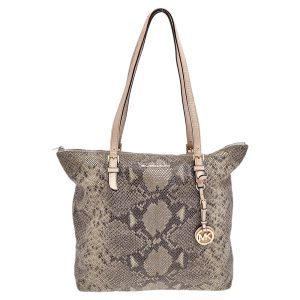 MICHAEL Michael Kors Khaki/Black Python Effect Leather Tote, Tote Handbags - Luxury Closet catalog
