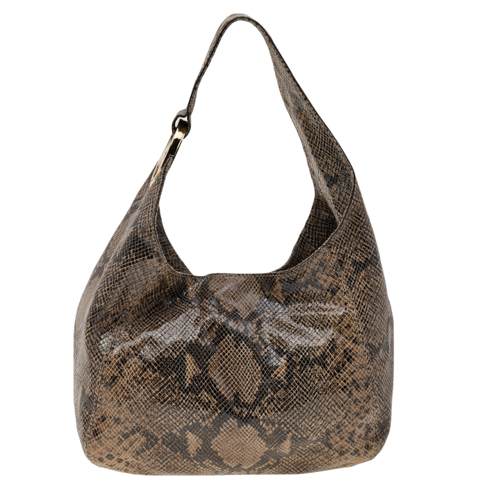 MICHAEL Michael Kors Brown Python Embossed Leather Hobo, Shoulder Bags - Luxury Closet catalog