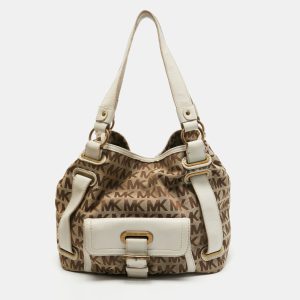 MICHAEL Michael Kors Beige/Off White Signature Canvas Front Pocket Tote, Tote Handbags - Luxury Closet catalog