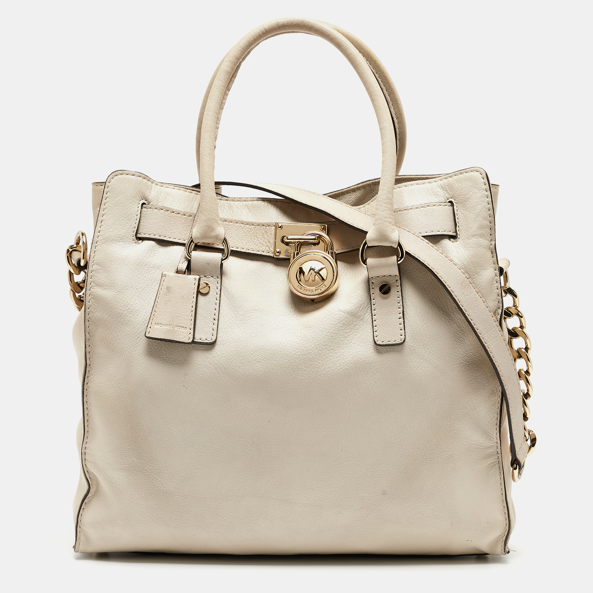 MICHAEL Michael Kors Light Beige Leather Large Hamilton North South Tote, Tote Handbags - Luxury Closet catalog
