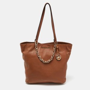 MICHAEL Michael Kors Brown Leather Chain Tote, Tote Handbags - Luxury Closet catalog