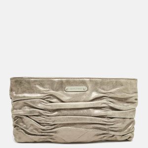 MICHAEL Michael Kors Metallic Leather Webster Ruched Clutch, Clutches & Special Occasion Bags - Luxury Closet catalog