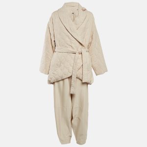 MIIN Cream Crepe Quilted Jacket and Pants Set M, Suits - Luxury Closet catalog