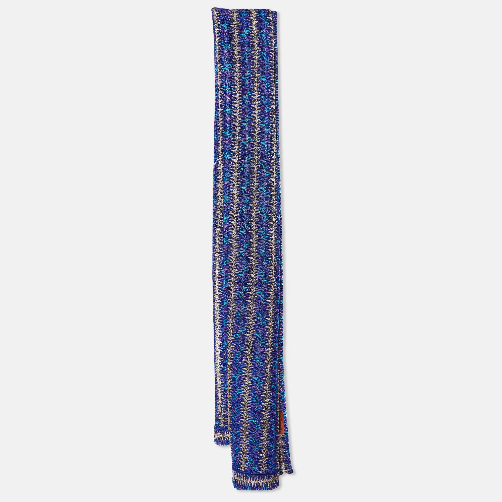 Missoni Blue/Purple Textured Lurex Knit Stole, Scarves & Shawls - Luxury Closet catalog