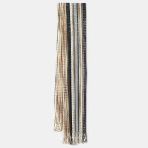 Missoni Beige/Black Striped Lurex & Wool Knit Fringed Stole, Scarves & Shawls - Luxury Closet catalog