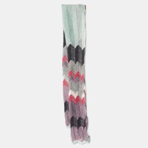 Missoni Sage Grenn/Purple Zig Zag Merino Wool Knit Stole, Scarves & Shawls - Luxury Closet catalog