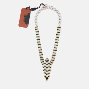 Missoni Enamel Silver Tone Geometric Shaped Long Necklace, Jewelry - Luxury Closet catalog