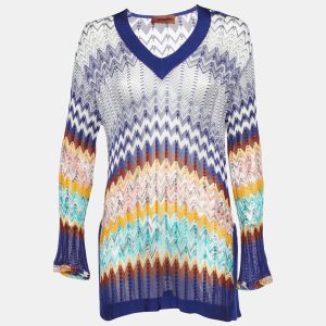 Missoni Blue Chevron Knit V-Neck Sheer Tunic S, Shirts & Tops - Luxury Closet catalog