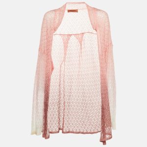 Missoni Pink Crochet Knit Sheer Cardigan M, Sweaters & Cardigans - Luxury Closet catalog