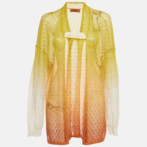 Missoni Yellow/Orange Ombre Crochet Knit Sheer Cardigan M, Sweaters & Cardigans - Luxury Closet catalog
