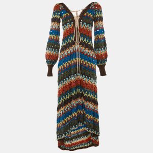 Missoni Multicolor Zig Zag Knit Sequin Embellished High Low Maxi Dress M, Dresses - Luxury Closet catalog