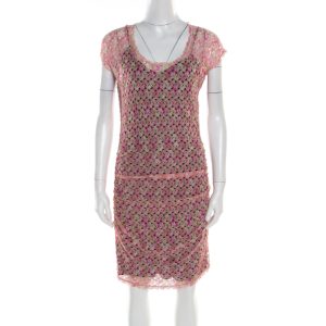 Missoni Multicolor Perforated Knit Ruched Sleeveless Dress M, Dresses - Luxury Closet catalog